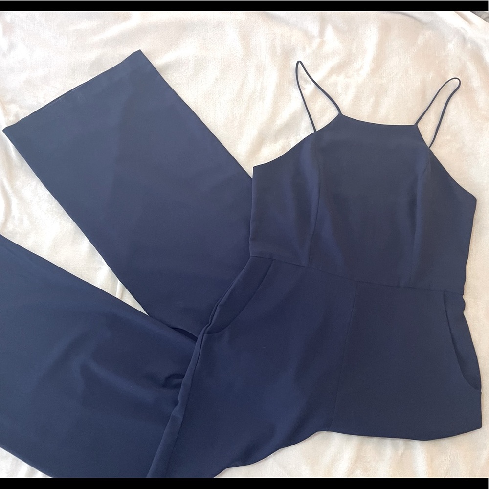 Navy Wide Leg Jumpsuit - M